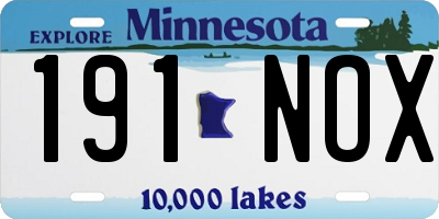 MN license plate 191NOX