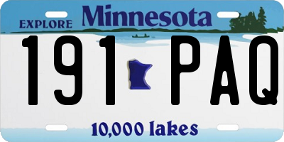 MN license plate 191PAQ