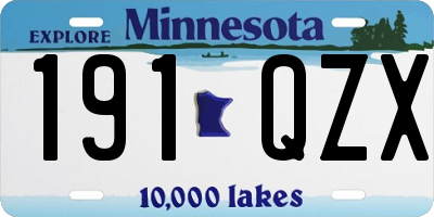 MN license plate 191QZX