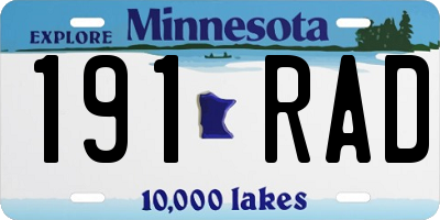 MN license plate 191RAD