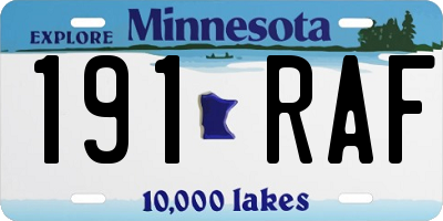MN license plate 191RAF