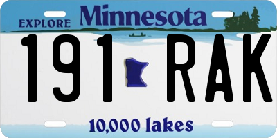 MN license plate 191RAK