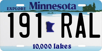 MN license plate 191RAL