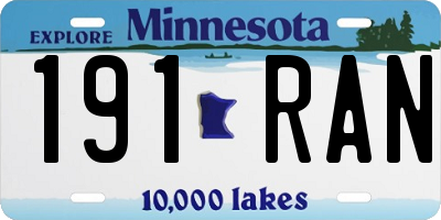 MN license plate 191RAN