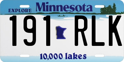 MN license plate 191RLK
