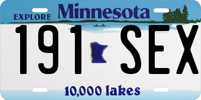 MN license plate 191SEX