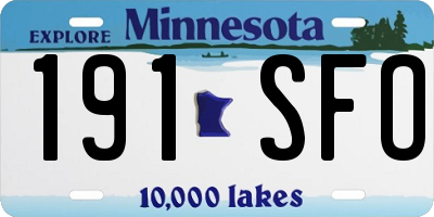 MN license plate 191SFO