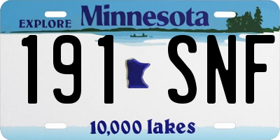 MN license plate 191SNF