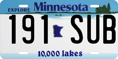 MN license plate 191SUB