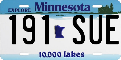 MN license plate 191SUE