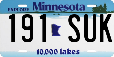 MN license plate 191SUK