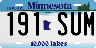 MN license plate 191SUM