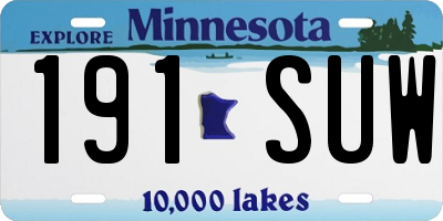 MN license plate 191SUW