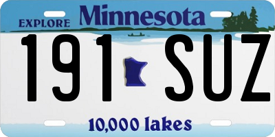 MN license plate 191SUZ