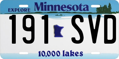 MN license plate 191SVD