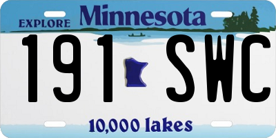 MN license plate 191SWC