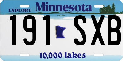 MN license plate 191SXB