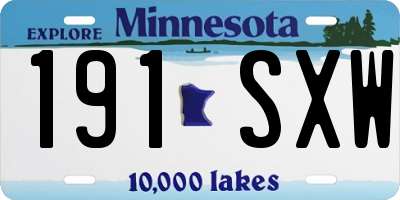 MN license plate 191SXW