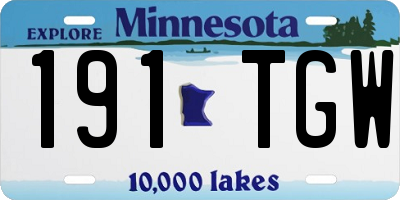 MN license plate 191TGW