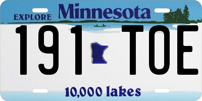 MN license plate 191TOE