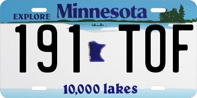 MN license plate 191TOF