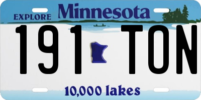 MN license plate 191TON