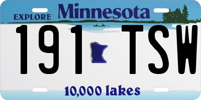 MN license plate 191TSW