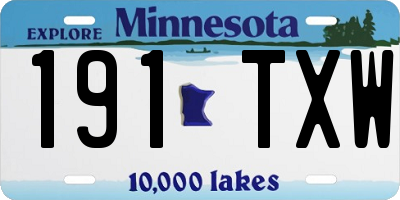 MN license plate 191TXW