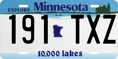 MN license plate 191TXZ