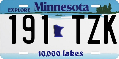 MN license plate 191TZK