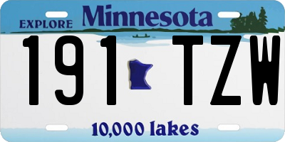 MN license plate 191TZW