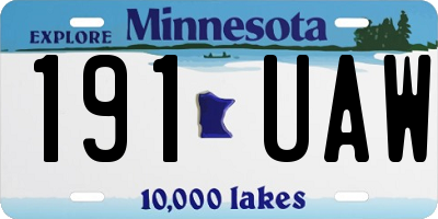 MN license plate 191UAW