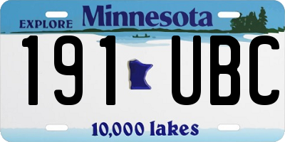 MN license plate 191UBC
