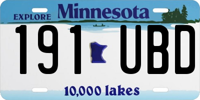 MN license plate 191UBD