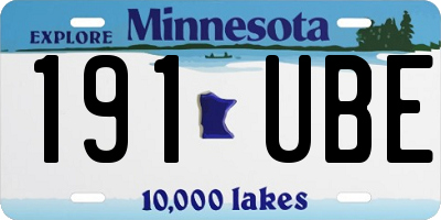 MN license plate 191UBE