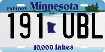 MN license plate 191UBL