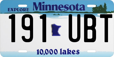 MN license plate 191UBT