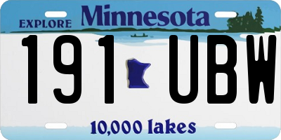 MN license plate 191UBW