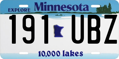 MN license plate 191UBZ