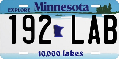 MN license plate 192LAB