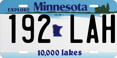 MN license plate 192LAH