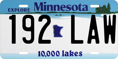 MN license plate 192LAW