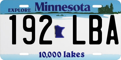 MN license plate 192LBA