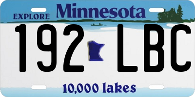MN license plate 192LBC