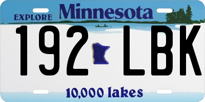 MN license plate 192LBK