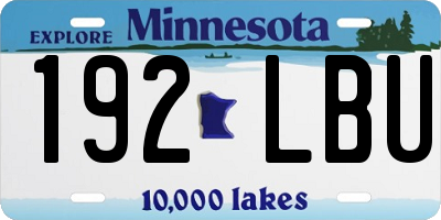 MN license plate 192LBU
