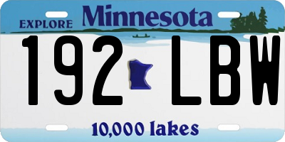 MN license plate 192LBW