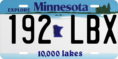 MN license plate 192LBX