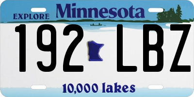 MN license plate 192LBZ