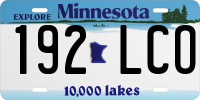 MN license plate 192LCO
